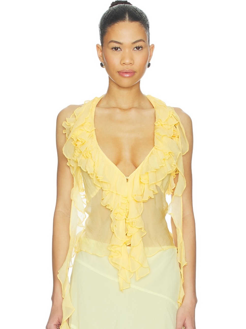 Revolve - Lovers + Friends Ila Chiffon Sheer Top in Yellow - Size Small - NWT
